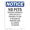 Signmission OSHA Notice Sign, 24" Height, Rigid Plastic, NOTICE No Pets Service Animals Allowed Sign, Portrait OS-NS-P-1824-V-16176 - alternate 1